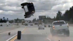 Car sent flying into the air after being hit by a 