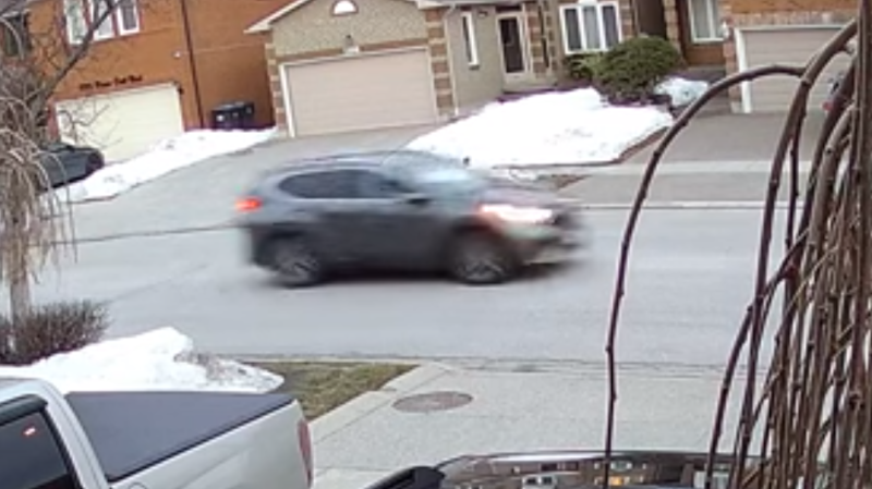 The vehicle that Peel police say was being driven by a suspect wanted in connection with a fatal shooting in Mississauga on March 20 can be seen  above. (Peel police)