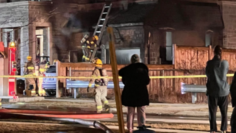 Innisfil Fire & Rescue Service attended a garage fire on March 27, 2023. (Photo Courtesy of Mike Chorney/At the Scene Photography)