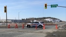 Sudbury police have MR55 west closed after crash. March 28/23 (Amanda Hicks/CTV Northern Ontario)