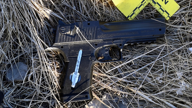 The Alberta Serious Incident Response Team has released a photo of an item recovered from the scene where officers shot a man in Red Deer. (Credit: ASIRT)