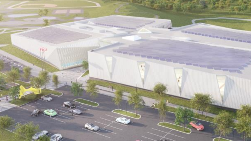 The building will have two ice pads, an aquatic centre with an eight-lane lap pool and a smaller teaching pool, a double gymnasium, walking track and multi-purpose rooms. (Council agenda package/City of Guelph)