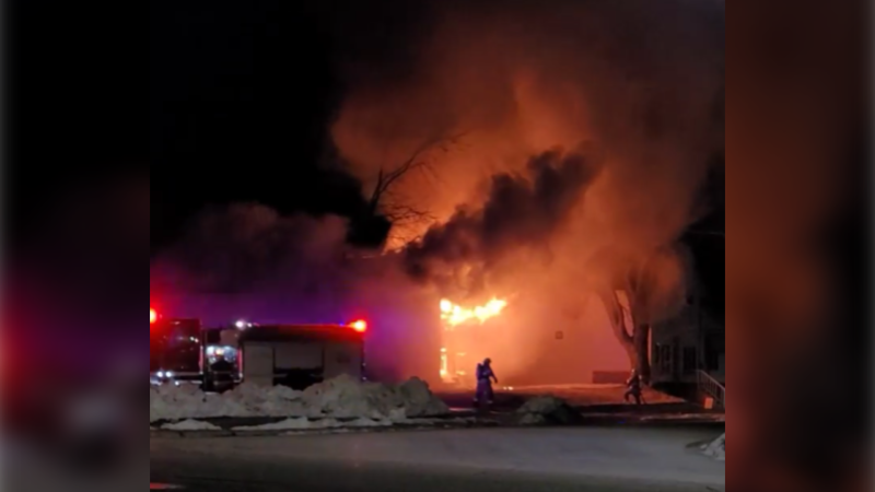 Firefighters rushed to the scene of house fire in Noelville just after midnight. March 28/23 (Stephanie Palmer)