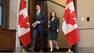 Prime Minister Justin Trudeau and Deputy Prime Minister and Minister of Finance Chrystia Freeland arrive to deliver the federal budget in the House of Commons on Parliament Hill in Ottawa, Tuesday, March 28, 2023. THE CANADIAN PRESS/Justin Tang
