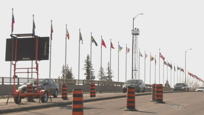 Work on the 50-year-old Bridge of Nations in Sudbury begins reducing the major thoroughfare to one lane in each direction until Halloween. March 28/23 (Ashley Bacon/CTV Northern Ontario)