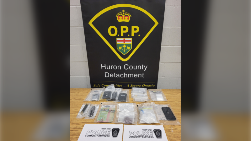 Items seized by OPP as part of a traffic stop on March 22, 2023. (Source: OPP)