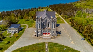 An aerial photo of St. Bernard Roman Catholic Church in St. Bernard, N.S., on the province’s southwestern coast, is seen in an undated handout photo.  THE CANADIAN PRESS/HO-Travis Baker