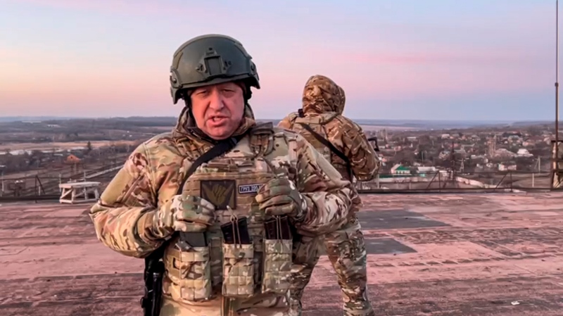 In this handout photo taken from video released by Prigozhin Press Service on March 3, 2023, Yevgeny Prigozhin, the owner of the Wagner Group military company, is seen. (Prigozhin Press Service via AP)