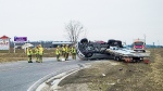 Minor injuries are reported after a crash north of Aylmer on March 20, 2023. (Source: OPP)
