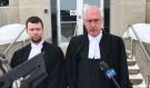 Assistant Crown attorney Kevin Ludgate, left, and Crown prosecutor Rob Parsons speak with reporters after Wednesday's guilty verdict in the Robert Steven Wright trial. (Darren MacDonald/CTV News)