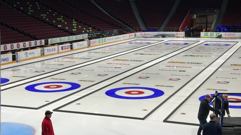 Preparations are underway for the World Curling Championships at TD Place. (Mark Goudie/Twitter)