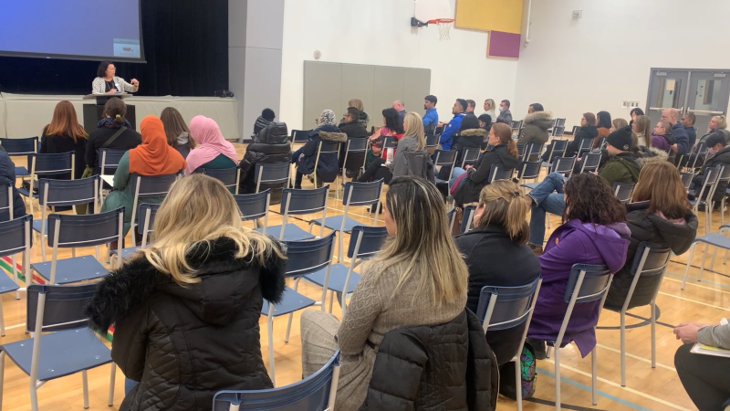 A town hall was held at Vimy Ridge Public School a month after parents staged a protest saying the school is not doing enough to address bullying. (Jackie Perez/CTV News Ottawa)