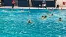 The Regina women's water polo team in action at Lawson Aquatic Centre. (BritDort/CTVNews)