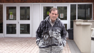 Sigfrid Stahn, 71, of Georgian Bay Township, outside the Barrie, Ont., courthouse on Mon., March 27, 2023. (CTV News/Mike Arsalides) 