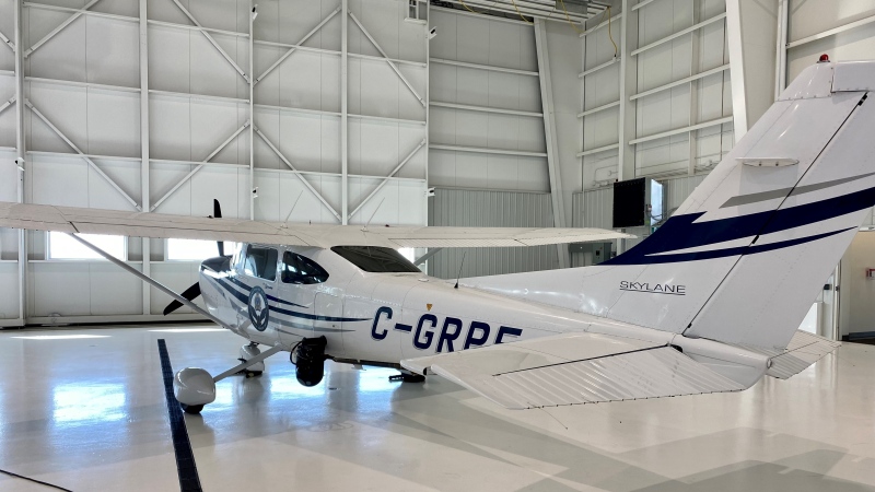 The Regina Police Service officially unveiled their aerial support unit at the Regina Airport on Thursday. (Gareth Dillistone / CTV News) 