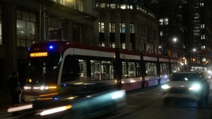 A Toronto Transit Commission streetcar is shown in downtown Toronto Tuesday, Jan. 24, 2023. (THE CANADIAN PRESS/Graeme Roy)