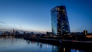 The European Central Bank in Frankfurt, Germany, on March 15, 2023. (Michael Probst / AP)