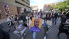 A small group of protesters marches after former Minneapolis police officer Derek Chauvin was sentenced to 22.5 years in prison for the murder of George Floyd, on June 25, 2021, in downtown Minneapolis. (AP Photo/Julio Cortez File)