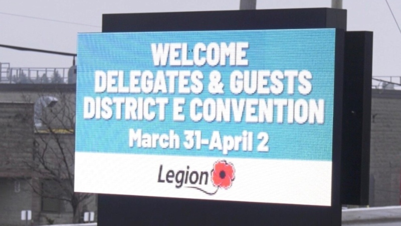 Royal Canadian Legion Branch 147 promotes the Spring Convention in Barrie, Ont. (CTV News/Molly Frommer)