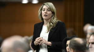 Minister of Foreign Affairs Mélanie Joly rises during Question Period in the House of Commons on Parliament Hill in Ottawa on Monday, March 27, 2023. (THE CANADIAN PRESS/Justin Tang)