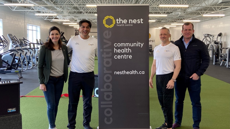 Regina Mayor Sandra Masters, managing director Ankit Kapur and Sask. NDP MLA Trent Wotherspoon were among those present for the The Nest's fitness centre grand opening. (Luke Simard/CTV News)