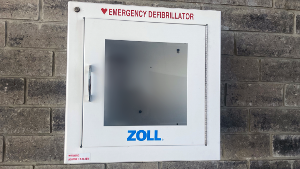 A case and some power chords are all that remains after St. Thomas police reported a defibrillator was stolen from 1PasswordPark. (Sean Irvine/CTV News London)