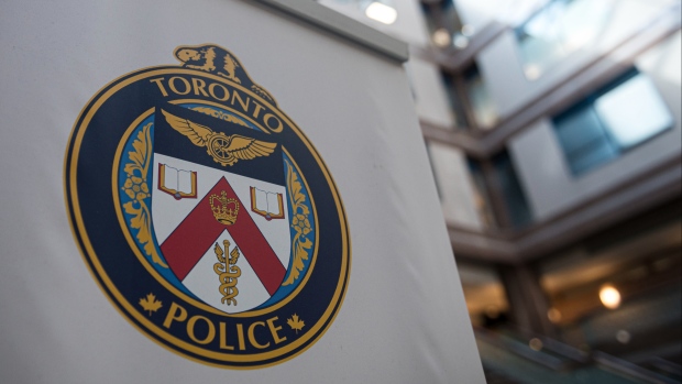 A Toronto Police Services logo is shown at headquarters, in Toronto, on Friday, August 9, 2019. THE CANADIAN PRESS/Christopher Katsarov