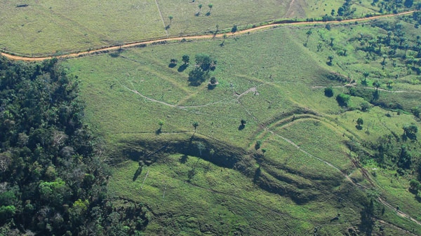 Some of the 260 ancient earthworks located in the Amazon basin by archeologist Denise Schaan and her colleagues, which are challenging traditional assumptions about the region's history. (Courtesy of Denise Schaan)