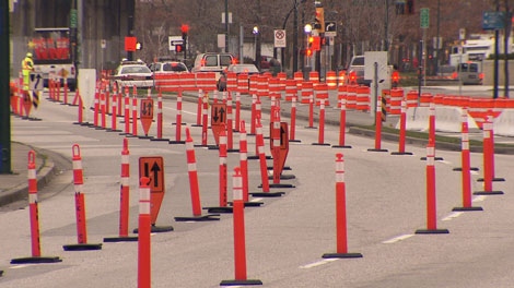 A new round of Olympic road closures on Expo and Pacific Boulevards in downtown Vancouver took effect on January 29, 2010. (CTV)