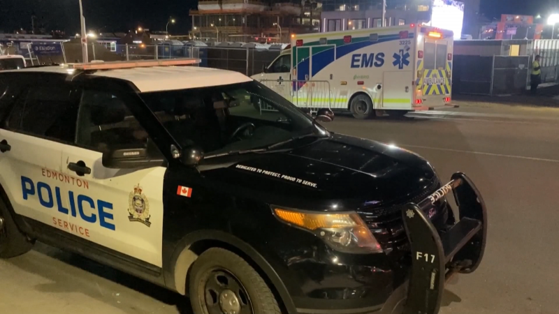 A man was taken to hospital after he was shot by police following two stabbings in downtown Edmonton on April 29, 2023. 