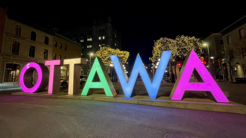 The Ottawa sign on York Street is seen at night in this undated picture. (CTV News Ottawa)