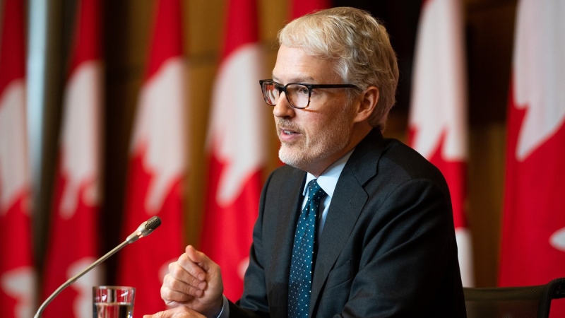 Privacy Commissioner of Canada Philippe Dufresne speaks at a press conference in Ottawa, Thursday, Jan. 26, 2023. (Spencer Colby/THE CANADIAN PRESS)