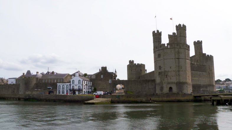 A view of Caernarfon Castle from the harbour