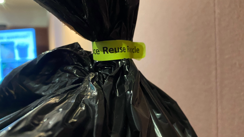 Ottawa's new partial "pay-as-you-throw" garbage policy will require all garbage bags to have a tag. Households will receive 55 tags for the full year, and extra tags will cost $3. (Leah Larocque/CTV News Ottawa)