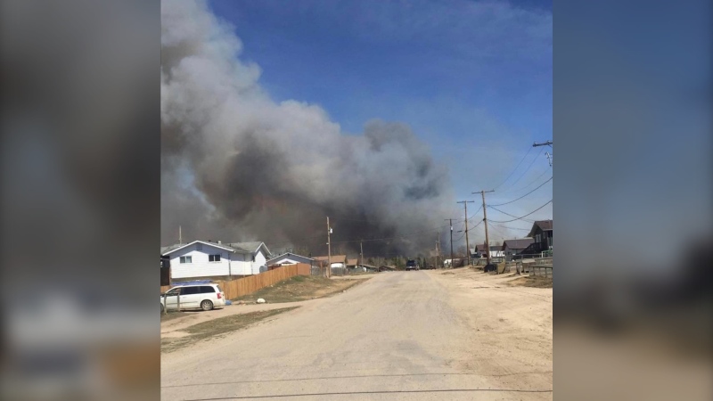 Residents of La Loche are under a mandatory evacuation order due to a wildfire.. (facebook.com/people/La-Loche-WildFire-Update-group) 
