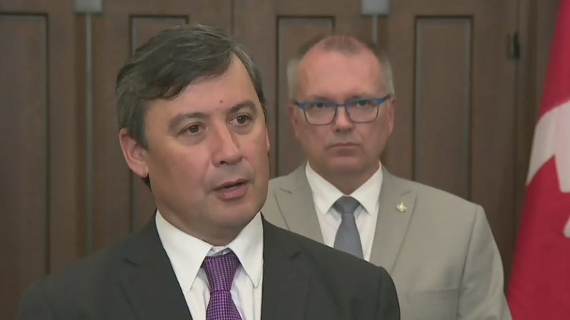 Michael Chong speaking to reporters 