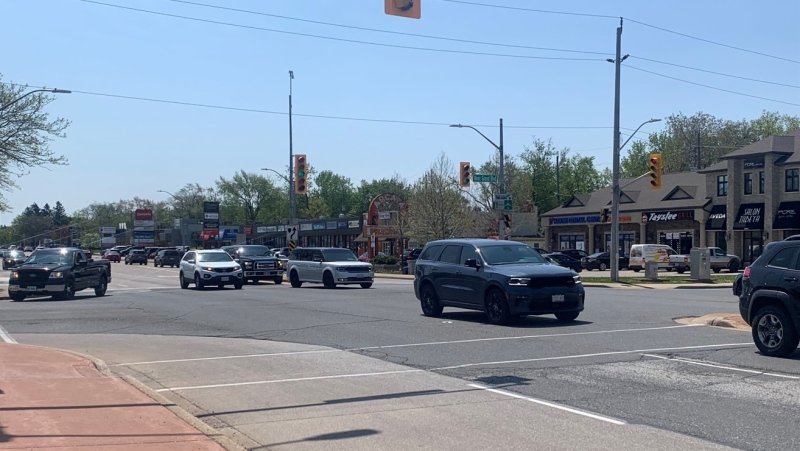 Dougall Avenue and West Grand Boulevard in Windsor, Ont., on Tuesday, May 9, 2023. (Bob Bellacicco/CTV News Windsor)