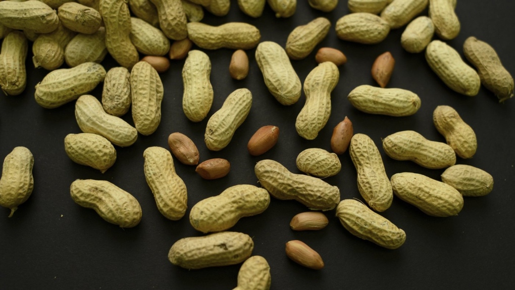 photo shows an arrangement of peanuts
