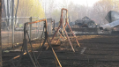 Wildfire damage in Hansonville in Yellowhead County is seen in this May 11, 2023, photo. That morning, Hansonville, Lobstick Resort and Wildwood residents were allowed to return home.