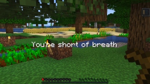 This screenshot shows one of the ways that long COVID symptoms are manifested as in-game hurdles in Minecraft with Long COVID Mode. (Long COVID Europe)