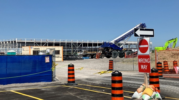 Stellantis and LG Energy Solution EV battery plant construction site in Windsor, Ont., on Monday, May 15, 2023. (Sijia Liu/CTV News Windsor)