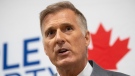 People's Party of Canada Leader Maxime Bernier responds to a question during a news conference in Ottawa, Monday August 24, 2020. THE CANADIAN PRESS/Adrian Wyld