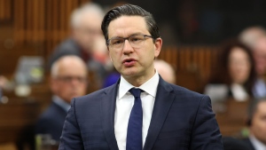 Conservative Party Leader Pierre Poilievre rises during Question Period in the House of Commons on Parliament Hill in Ottawa on Thursday, May 18, 2023. THE CANADIAN PRESS/ Patrick Doyle