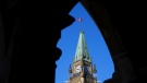 The Canada flag flies on top of the Peace Tower on Parliament Hill in Ottawa on Monday, March 6, 2023. The House of Commons resumes today following a two-week recess. THE CANADIAN PRESS/Sean Kilpatrick