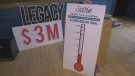 The $3 million fundraising meter for the Maple View Landings project in Athens, Ont. So far, more than $830,000 has been raised. (Nate Vandermeer/CTV News Ottawa)