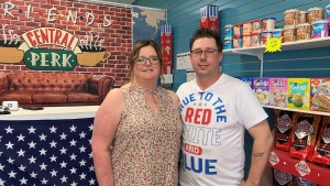 The owners of Kelvin's Perk in Watrous have stocked the shelves to make every day feel like the fourth of July. (Carla Shynkaruk / CTV News)