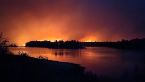 There were six wildfires burning in the province as of Friday, including a large blaze near Cross Lake First Nation (file image).