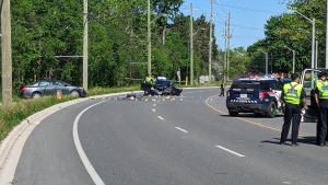 A crash in Kitchener on Thursday has closed a portion of Ottawa Street North. (Dan Lauckner/CTV News)