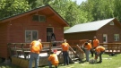 Home Depot employees spent some time on Thursday renovating Camp Smitty near Eganville, Ont. ahead of the summer camp season. (Dylan Dyson/CTV News Ottawa)