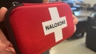 Community organizations handing out naloxone kits, like the one pictured here in Winnipeg on May 25, 2023, say they are running low. (Source: Michelle Gerwing/CTV News Winnipeg)